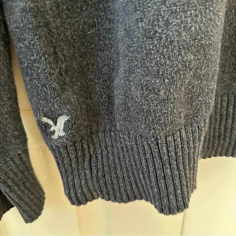 American Eagle Athletic Fit Knit Henley Sweater Mens Size XXL Heather Gray